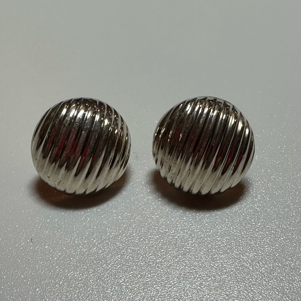 Vintage Round Sterling Silver Puff Earrings